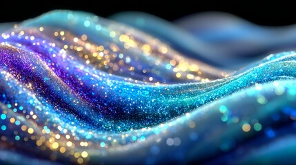 Obraz premium Abstract luxury background with glittering blue purple gold waves and bokeh lights. Dynamic elegant design template for party, celebration, fashion.