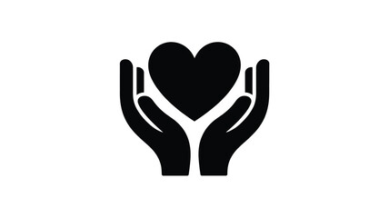 Black silhouette of hands holding a heart symbol