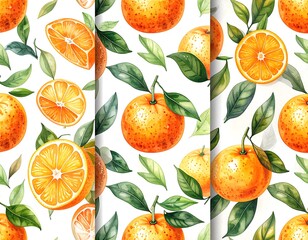 Fresh orange fruit patterns on white background