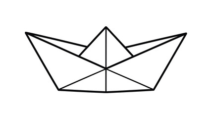 Simple line drawing of a folded paper boat or crown