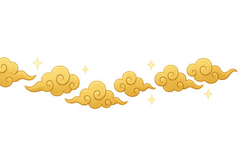 Golden cloud pattern with stars as transparent background, mid autumn theme