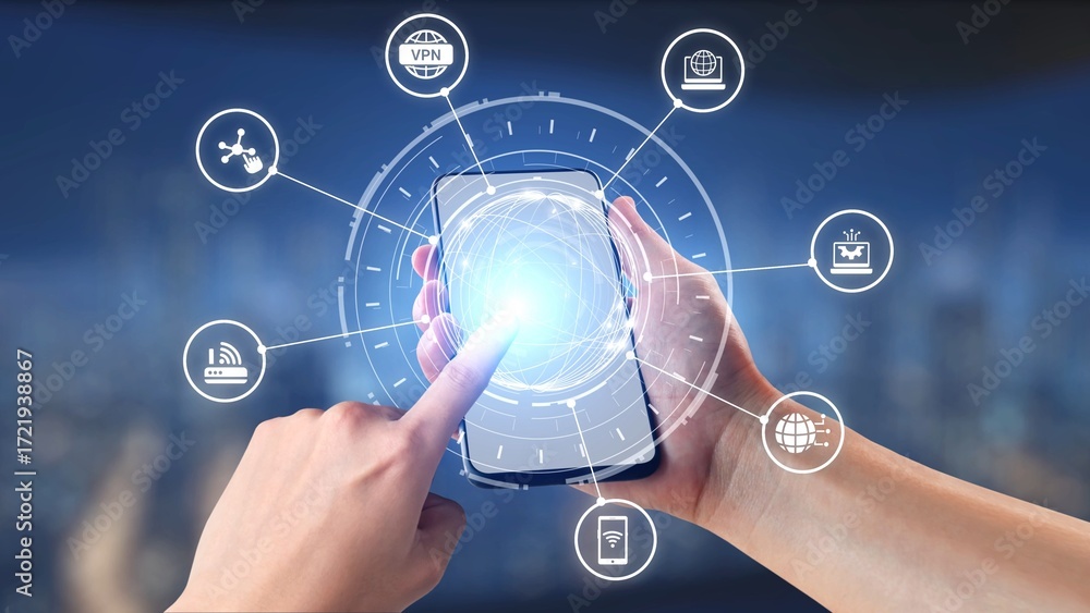 Aufkleber communication network enables digital connectivity. a strong communication network supports data tra