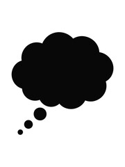 Black thought bubble with copy space for ideas and messages