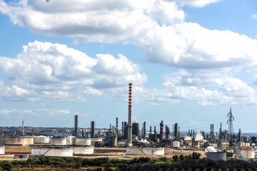 Obraz premium Petrochemical industrial complex near Augusta Priolo Sicily Italy