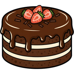 Strawberry Garnish Chocolate Cake
