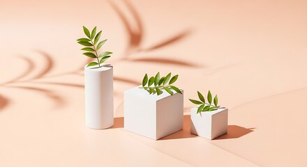 Minimalist Botanical Arrangement with Geometric Forms