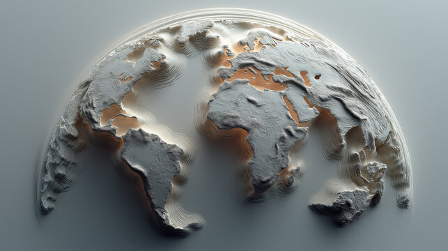 3D Relief Map of Earth with Layered Topographic Design - Powered by Adobe