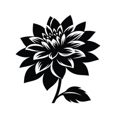 Elegant Dahlia Silhouette A Striking Black and White Floral Illustration for Graphic Design and Creative Projects Enhancing Visual Communication