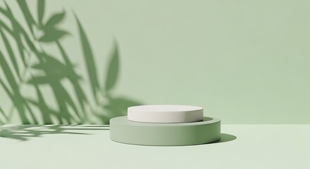 Minimalist Product Display Stage Background with Leaf Shadows