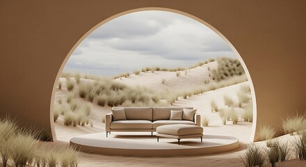Contemporary Sofa Ottoman in Desert Oasis Luxury Living Room Interior Design