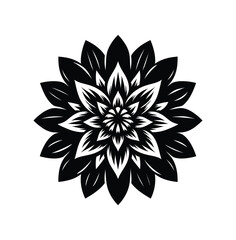 Bold and Elegant Floral Design A Striking Black and White Vector Illustration of a Blooming Flower Pattern