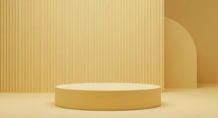 Minimal Yellow Product Display Podium on Abstract Geometric Background