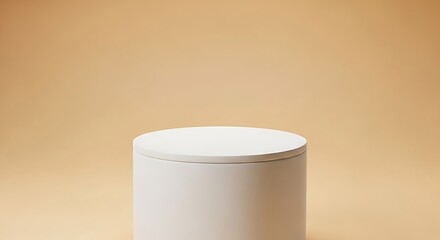 Minimalist White Cylinder Product Display on Beige Background