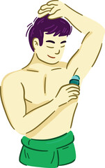 Fototapeta premium Man applying deodorant to his underarm