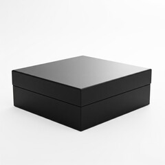Closed Black Square Box Mockup on White Background Minimalist Packaging Design