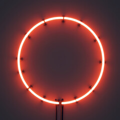 Glowing red neon circle against a dark background, creating a vibrant and eyecatching abstract design