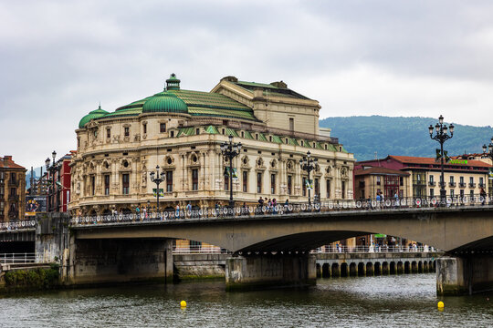 Neo-Baroque Facade of the Arriaga Theater in Bilbao, Inspired by the Paris Opera