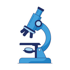 Blue microscope illustration on white background for science and research