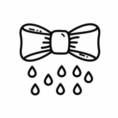 Elegant bow tie shedding tears of emotion, a symbol of sadness, loss or grief in minimalist design, perfect for expressing deep feelings and sympathy