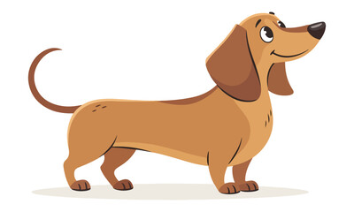 Cute Dachshund Cartoon Illustration – Adorable Brown Sausage Dog Vector
