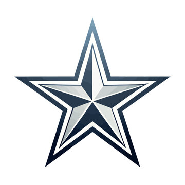 Layered five-pointed star icon in gray and dark blue isolated on white background