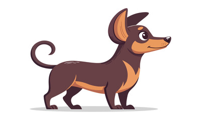 Cute Dachshund Cartoon Illustration – Adorable Brown Sausage Dog Vector