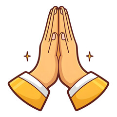 Emoji-style hands raised in a prayer or gratitude gesture, isolated on a white background, symbolizing hope, respect,