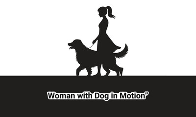 Elegant Woman Walking Dogs Silhouette Vector – Stylish Pet Walking Illustration