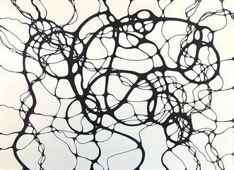 Neurographic style concept abstract traditional art illustration, circle, lines, markers and pencils