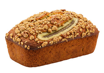 Freshly Baked Banana Bread Loaf with Walnut Crumble Isolated on Transparent Background