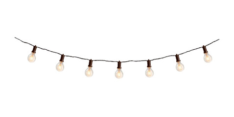 A modern hanging pendant light suspended against a clean white background. The fixture features a sleek metallic design with a visible light bulb glowing softly, casting gentle illumination. High-reso