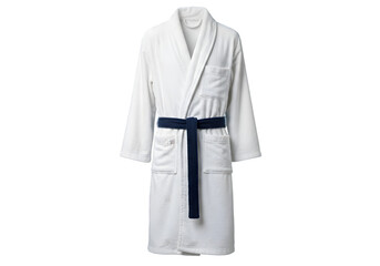 Cotton Bathrobe with Belt and Pocket Isolated on Transparent Background