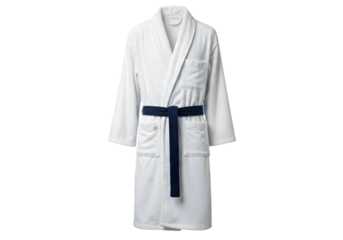 Cotton Bathrobe with Belt and Pocket Isolated on Transparent Background
