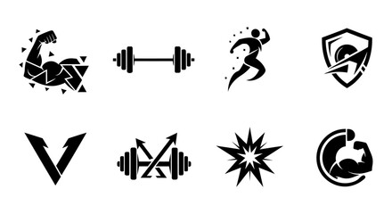 Fitness Icons, Workout Graphics, Strength Logos