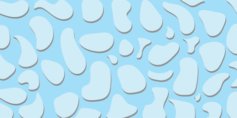 Playful cartoon style vector with abstract water drop blobs. Soft seamless pattern for kids design, fabric, gift wrapping, packaging, and creative surface decoration.