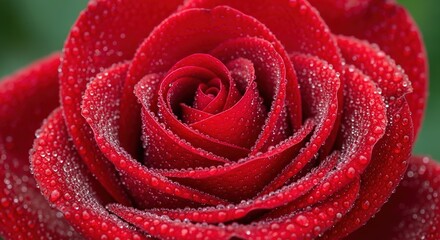 Dew-Kissed Crimson Rose: A Macro View of Petal Perfection and Wa