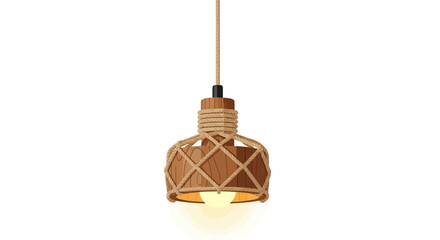 Rustic Pendant Light Fixture with Rope Detail on White Background