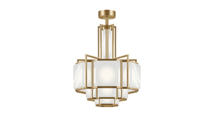 Sophisticated layered chandelier with gold details against a white background