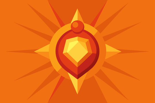Gold Om symbol on a red background with star decorations in a vector illustration design
