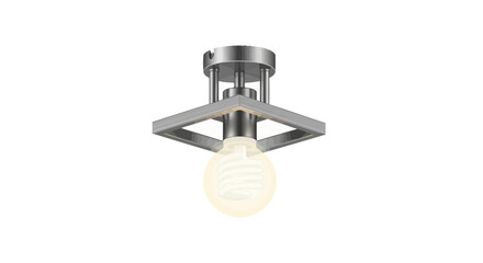 Stylish Square Chrome Ceiling Light Fixture with Spiral Bulb Design