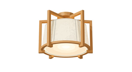 Stylized Ceiling Lamp with Wooden Frame and Diffused Light Design
