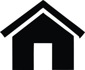 Simple black silhouette of a house icon with a doorway for home real estate and property related concepts