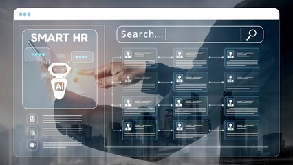 Smart HR system using AI and digital platforms for efficient recruitment, talent analytics, employee engagement, and workforce management in modern organizations. Muxer