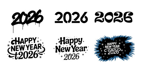 2026 vector sign and icon design illustration for New Year celebration logo and banner decoration