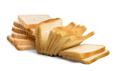 A stack of white fresh bread slices