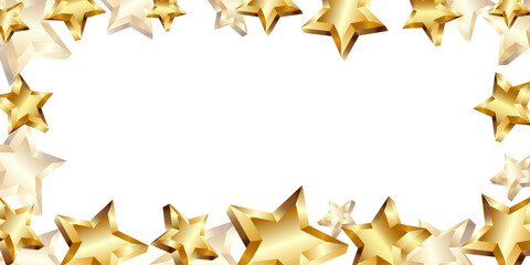 Golden Stars Frame Background for Celebration and Awards, frame golden stars, 3d golden stars