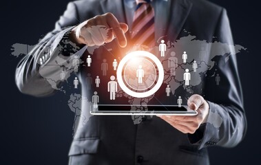 Population decline crisis. Hand hold people icons