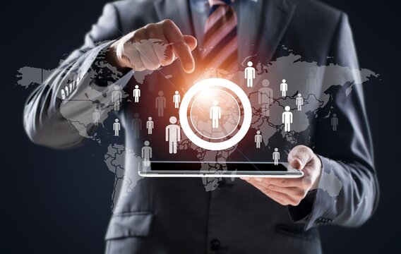 Population decline crisis. Hand hold people icons