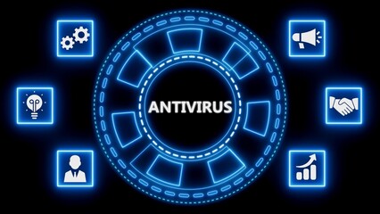 Fototapeta premium Conceptual antivirus illustration displaying cyber security protection and digital technology solutions