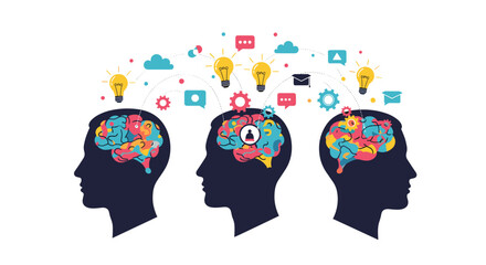 Illustrating the interconnectedness of diverse thoughts and ideas forming innovative solutions.